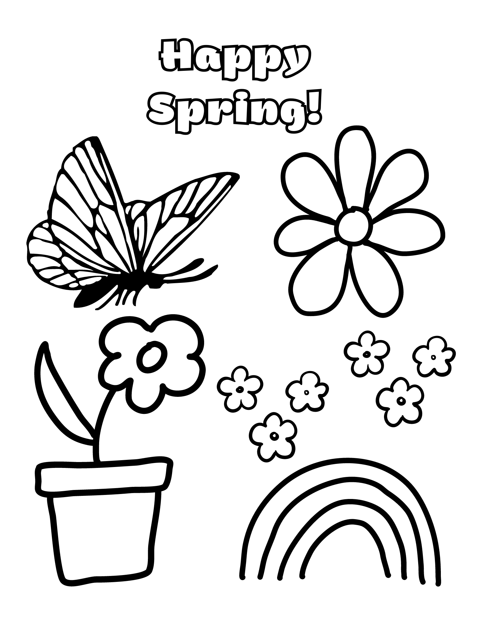 happy spring coloring page