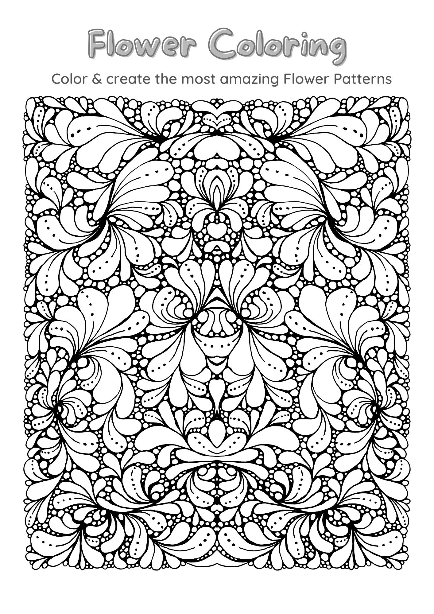 Flower Pattern Coloring In Flower Coloring Pages - My Fingers Fly